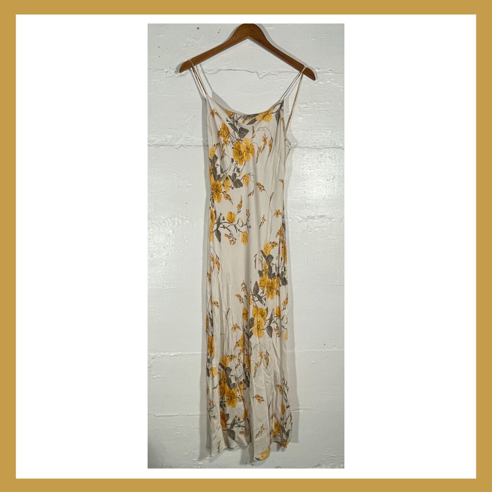 Bec & Bridge Cream Maxi Slip Dress with Yellow Floral Print